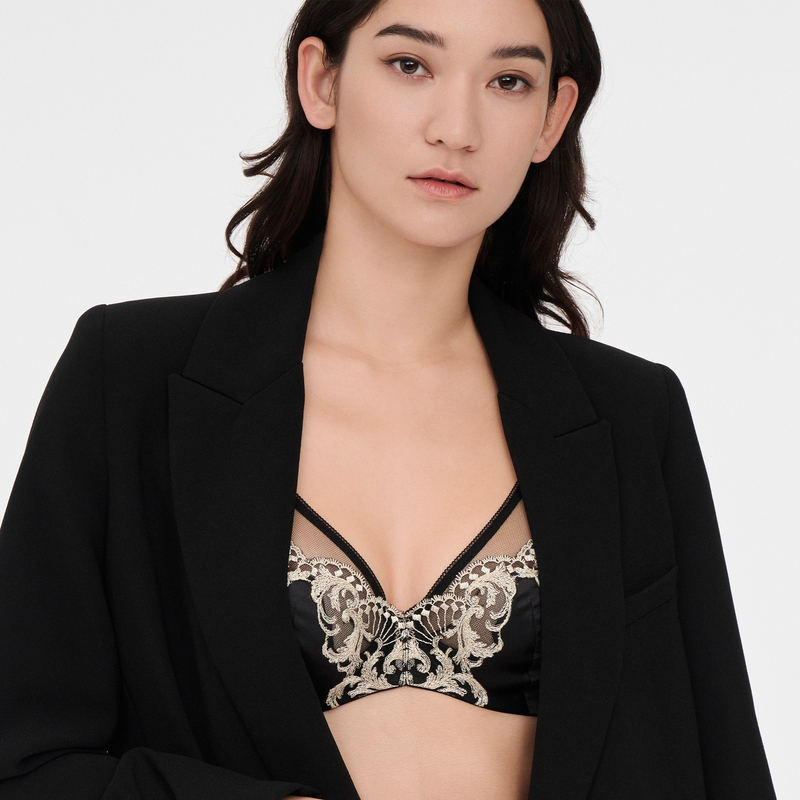 爱慕探寻性感文胸舒适刺绣包容稳定薄杯文胸女聚拢内衣AM137851 