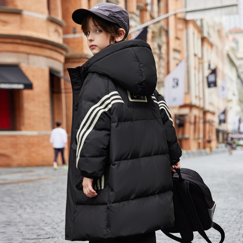 巴拉巴拉儿童羽绒服男童女童中长款2025新款中大童加厚白鸭绒童装