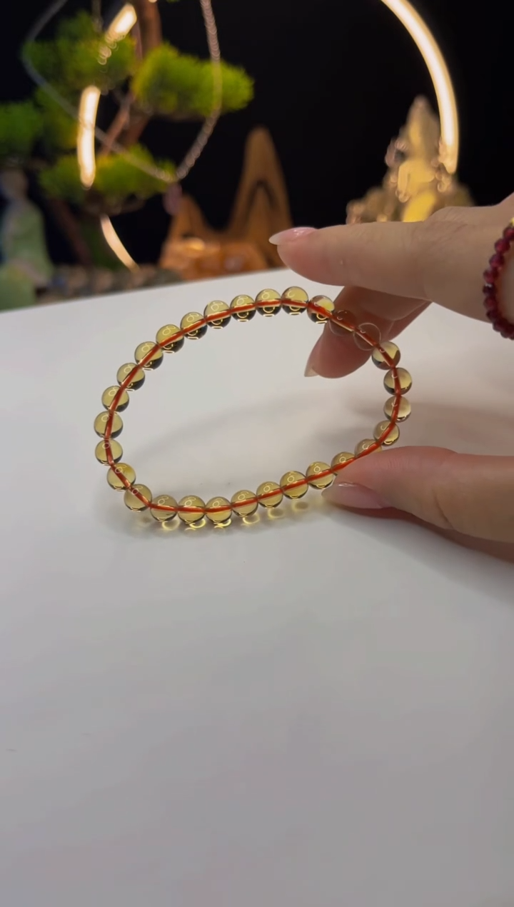 【闪购商品】黄晶手串未镶嵌天然巴西黄水晶手串6mm+