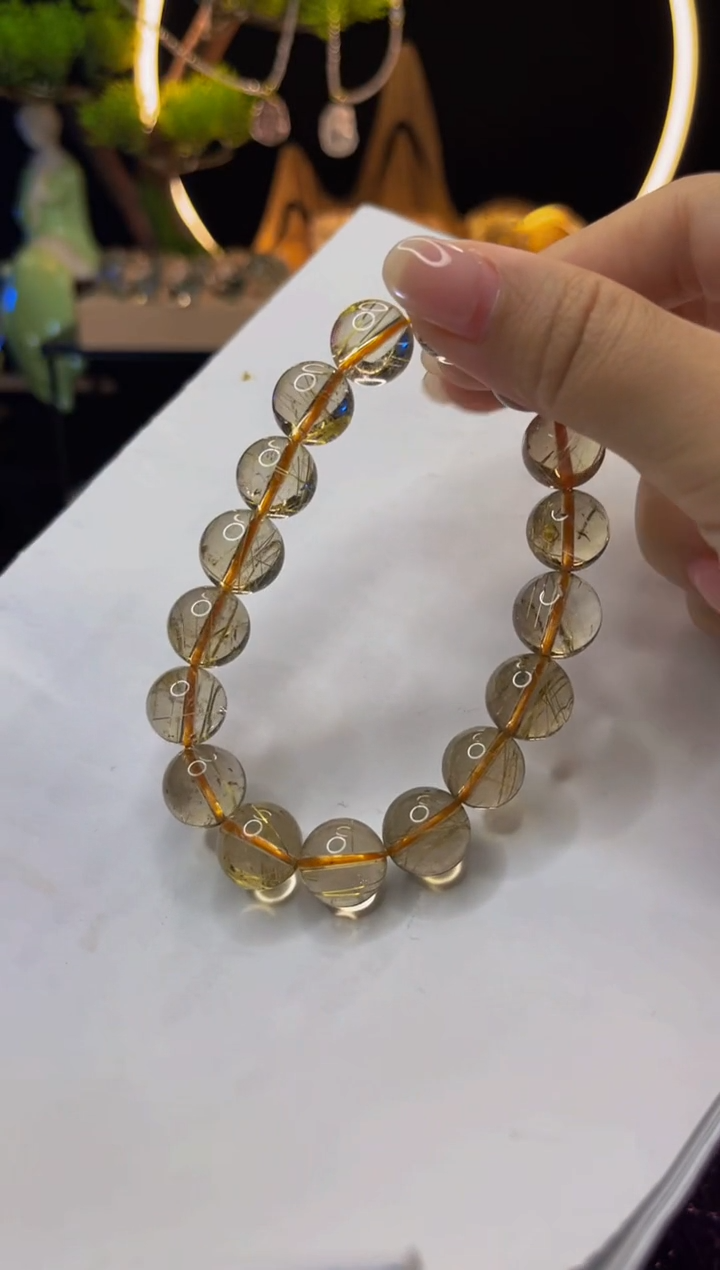 【闪购商品】水晶手串未镶嵌天然金晶手串12mm+