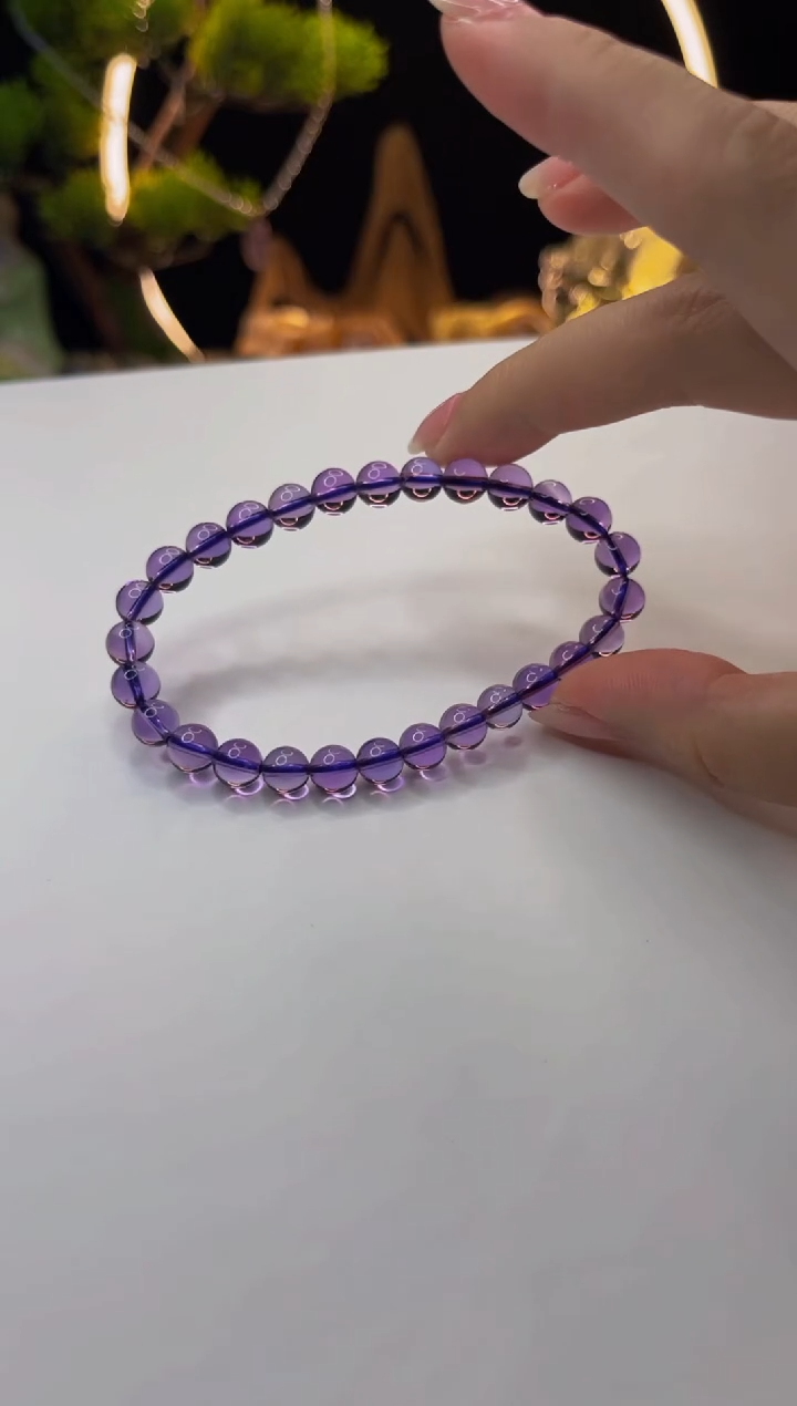 【闪购商品】水晶手串未镶嵌天然巴西紫水晶手串6mm+