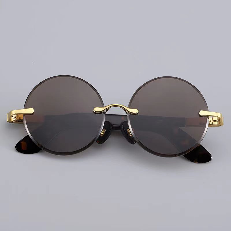 无框复古圆水晶石头镜