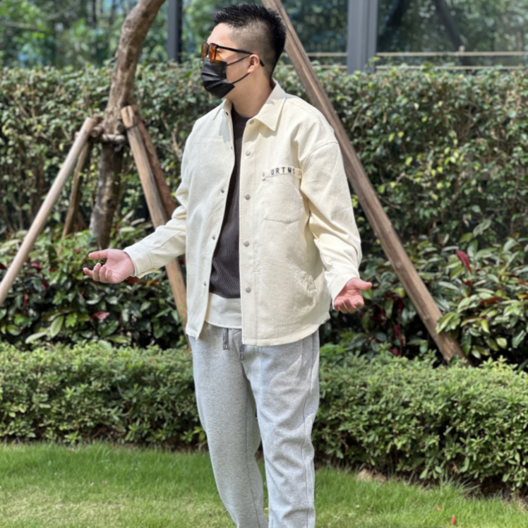 言希男装 高品质衬衫男白色简约日系百搭衬衣时尚休闲外套8761