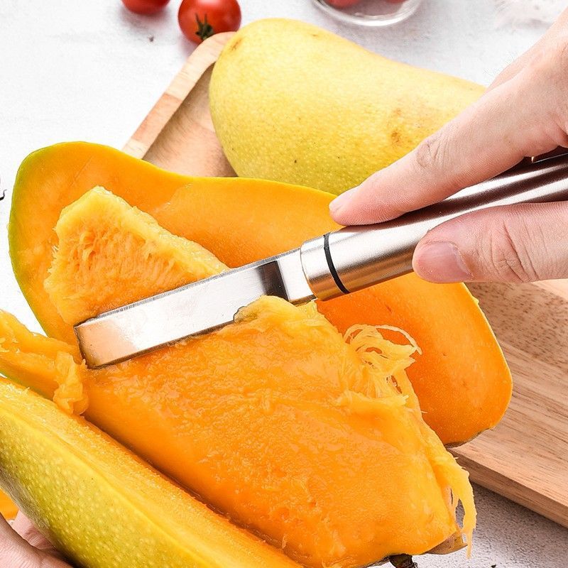 新款芒果切刀304不锈钢取核去壳器切多功能取肉器水果挖工具
