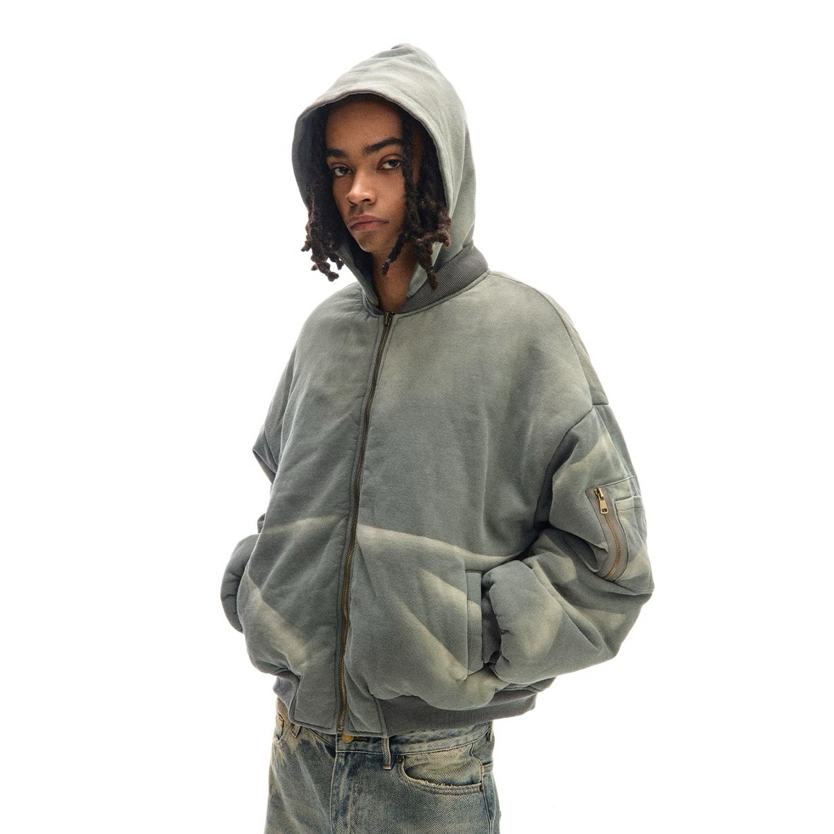 CONP 24AW 折痕猫须洗水卫衣棉服夹克