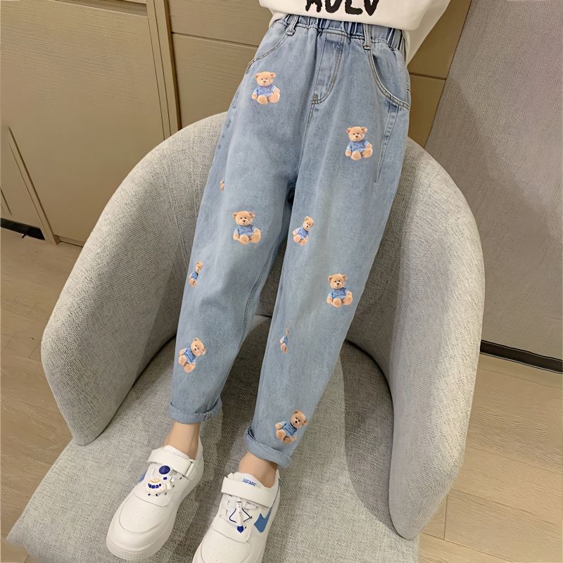 女童裤子牛仔裤春秋装2023洋气爆款中大童裤子女儿童裤子春季外穿