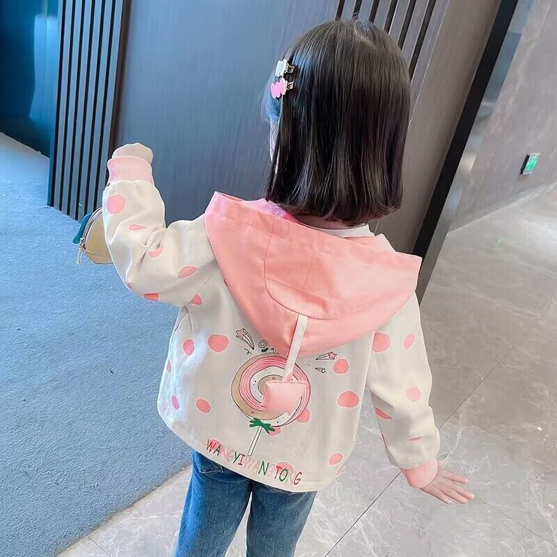 女童外套2023新款春秋夹克外套女宝宝连帽秋季外套中小童春装洋气