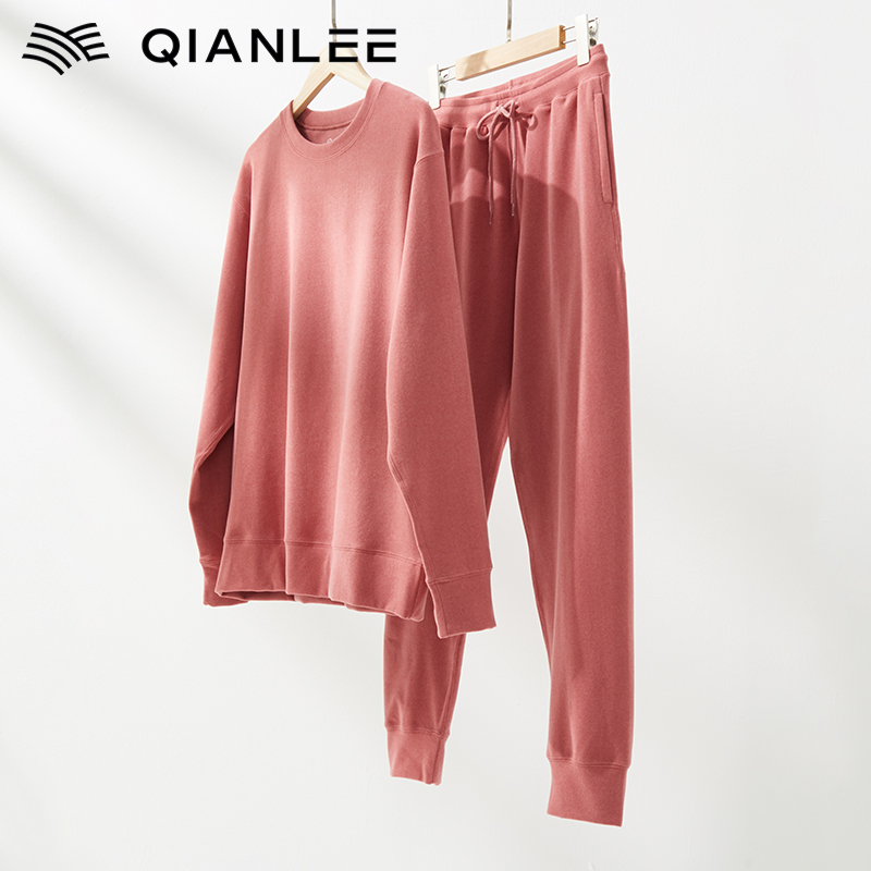 浅力双面德绒睡衣女士套装长袖加绒加厚保暖家居服休闲外穿秋冬季