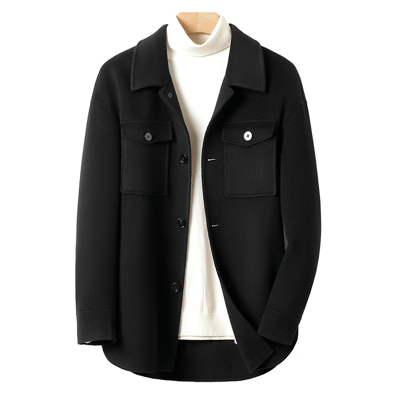 仓石一树双面呢外套男冬季潮韩系纯羊毛休闲毛绒大衣呢子外套