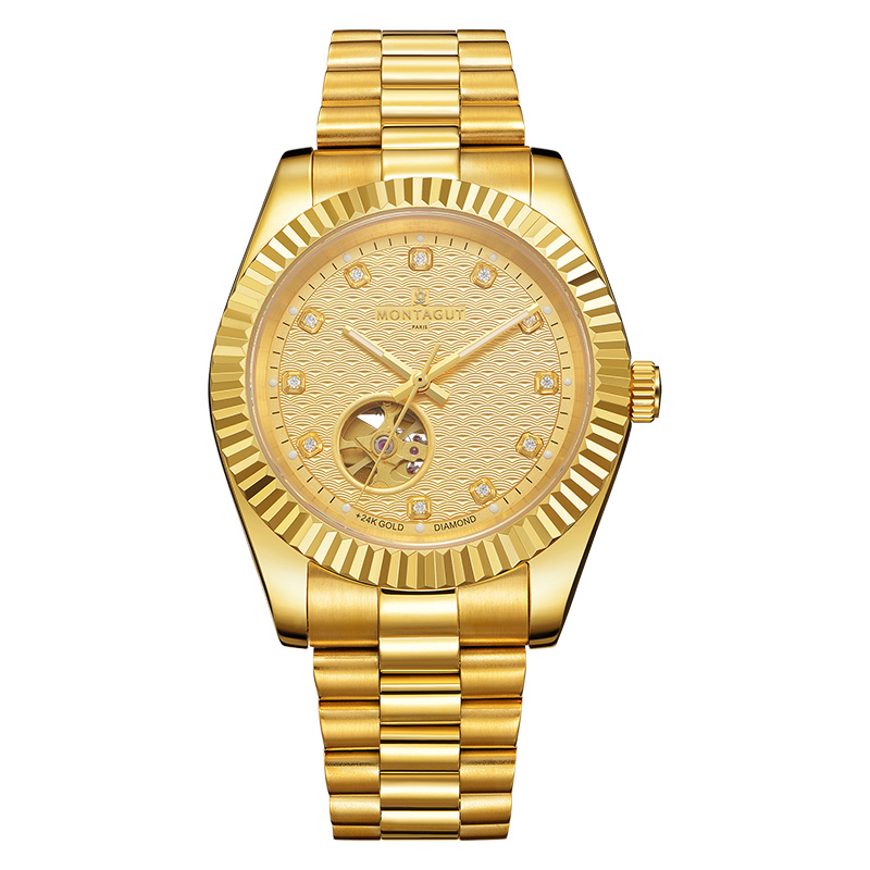 MONTAGUT梦特娇【瑞气祥云】含金真钻全自动机械镂空男表DG-2