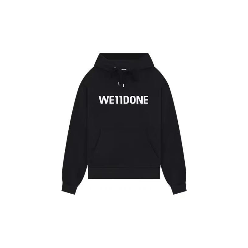 全新未使用 WE11 DONE 黑色字母logo连帽卫衣 MSW20207