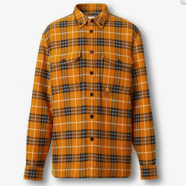 全新未使用 BURBERRY/博柏利 深姜色休闲长袖衬衫 Msn30181