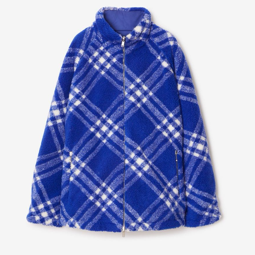 全新未使用 BURBERRY/博柏利 蓝色双面穿拼色格纹外套 Mco20197