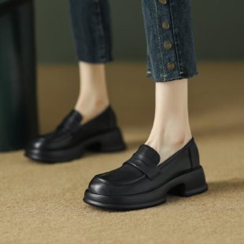 红蜻蜓牌小皮鞋女2023秋季新款英伦风jk粗跟厚底乐福鞋女学院休闲
