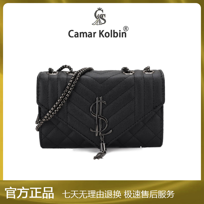 新款21*14*8斜挎包小方包2024新款鱼子酱百搭单肩女士包h036黑