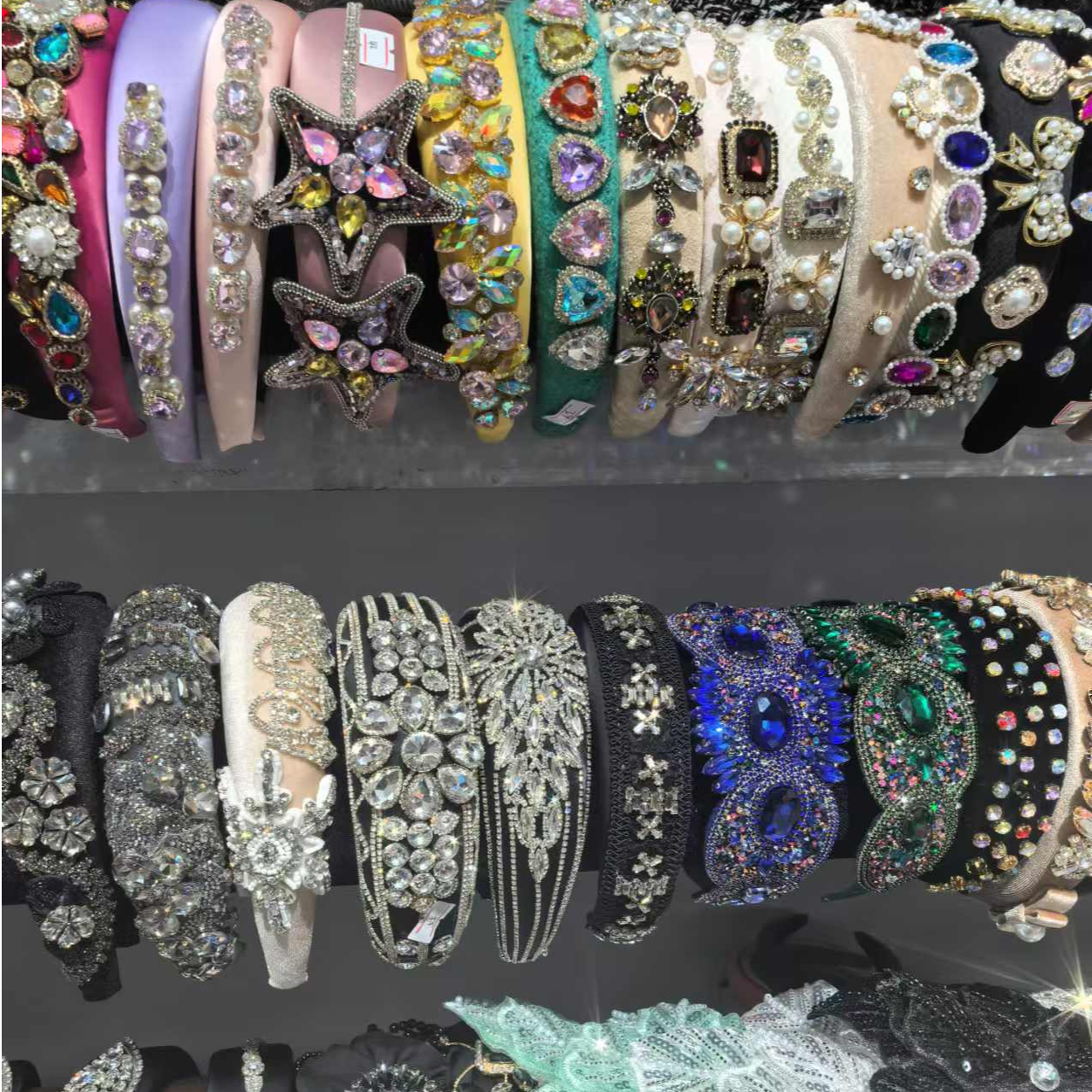 【直播间自选链接，请勿直接拍]纯手工时尚百搭满钻宽边发箍发饰