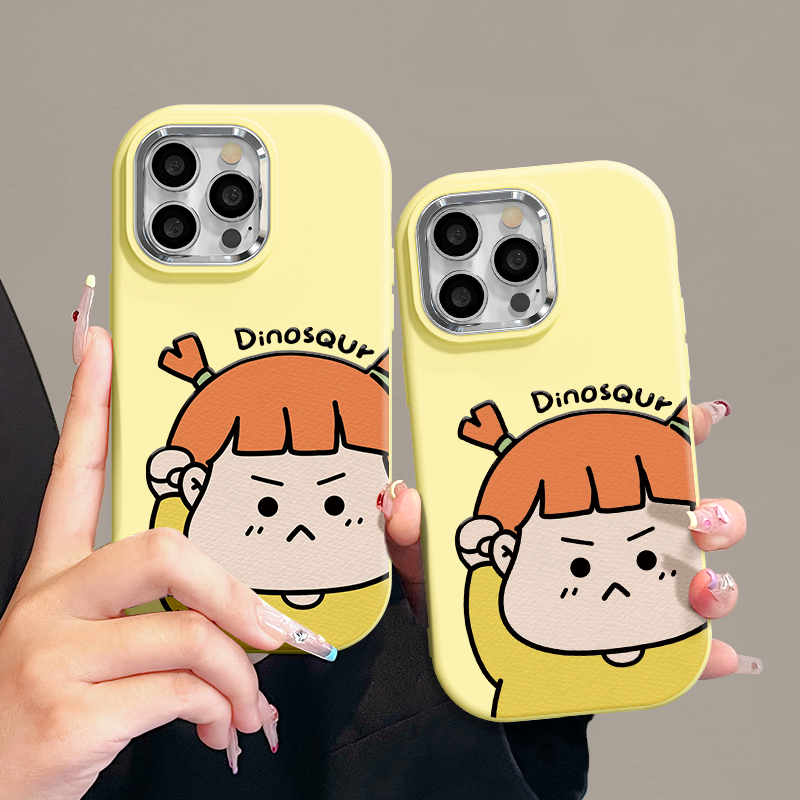 适用苹果系列iPhone15女孩可爱mate60pro镜框小胖墩卡通手机壳