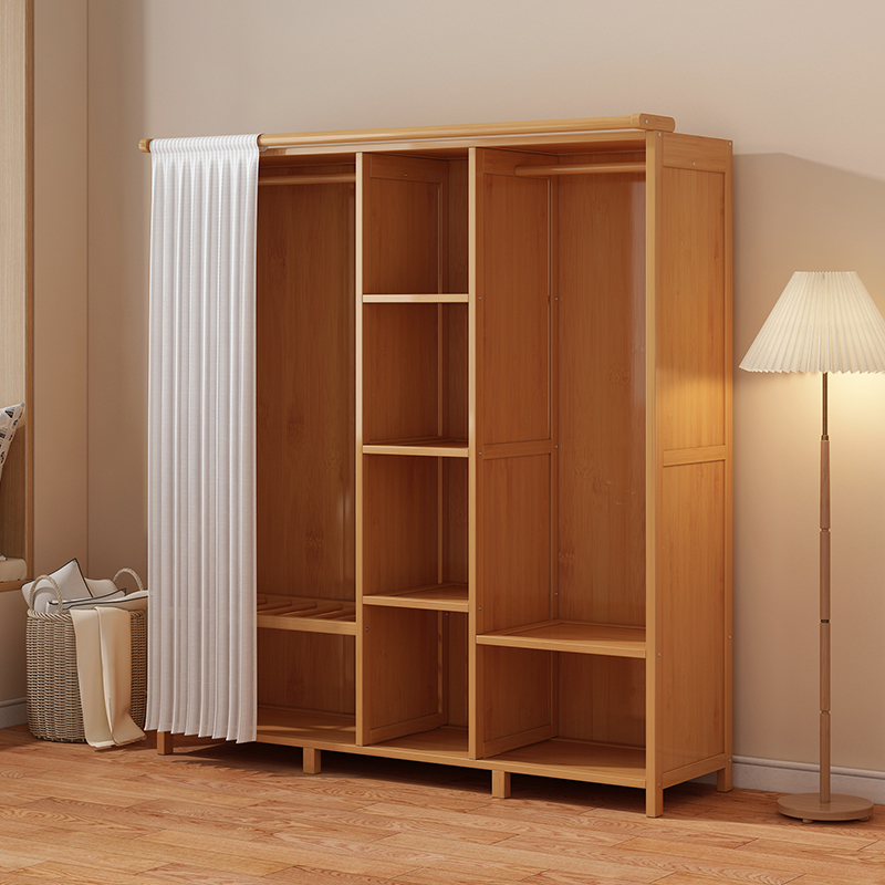 简易衣柜出租房专用衣服柜网红儿童小挂衣柜结实耐用竹组装挂衣橱