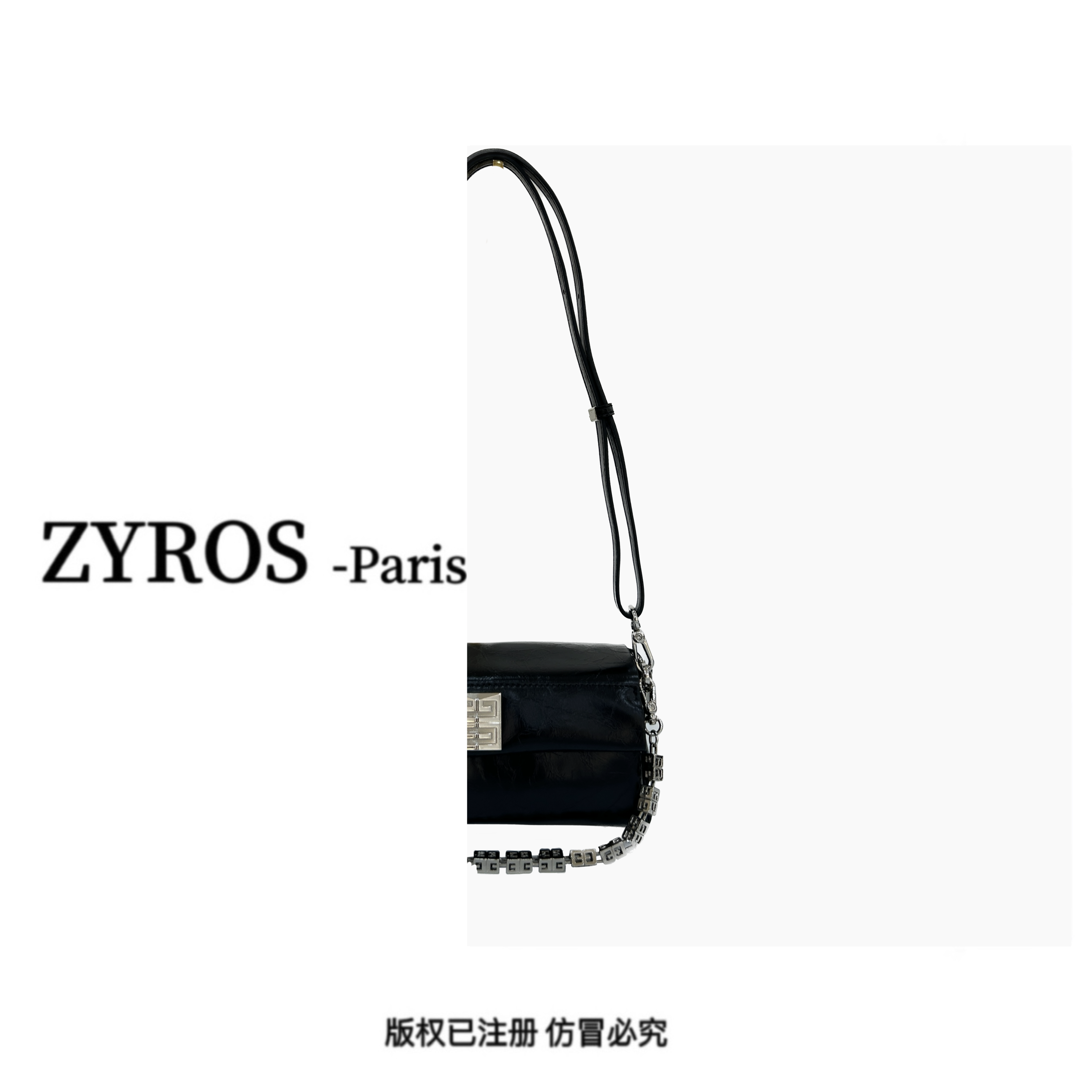 ZYROS/秋冬新款黑色简约潮流个性时尚百搭单肩斜挎通勤小方包182