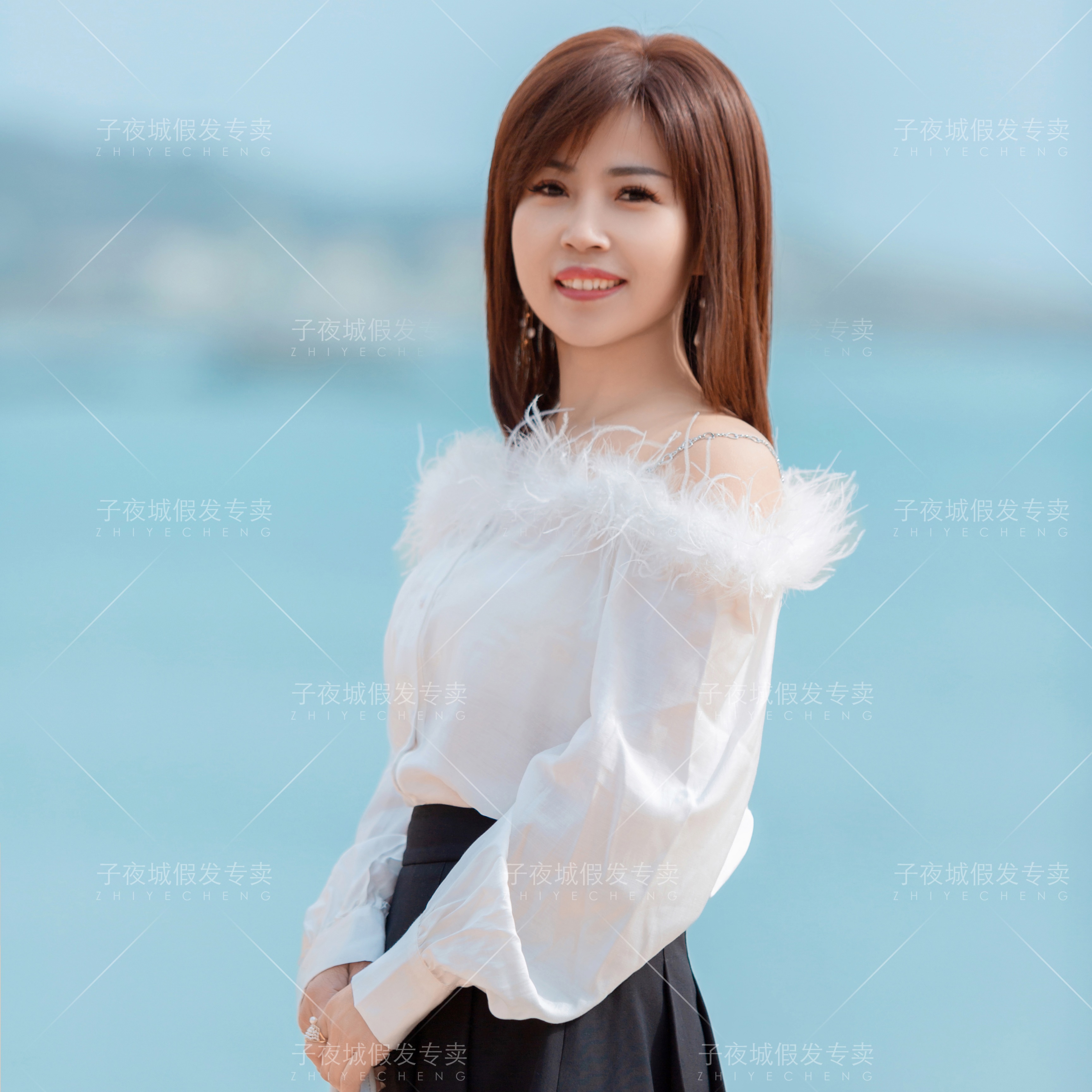 95号链接斜刘海锁骨发假发