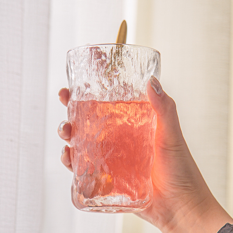 ins风冰川杯玻璃 家用高颜值咖啡果汁牛奶早餐杯泡茶水杯子随手礼