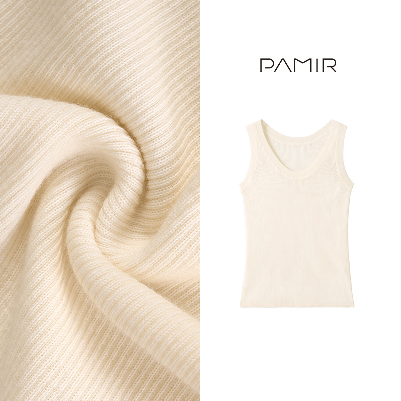 [芳姐专属] PAMIR女春夏新款圆领精纺羊毛白色外穿针织衫PZ162