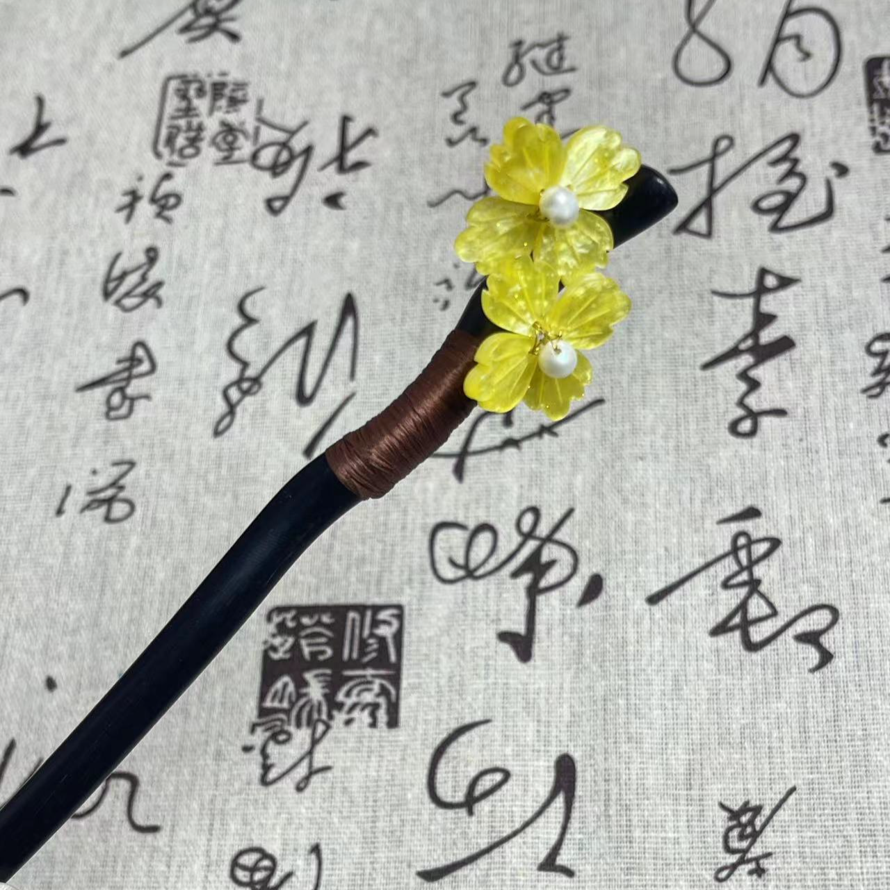 黑檀木古典手工发簪复古秋颜古风国风日常简约温柔风百搭