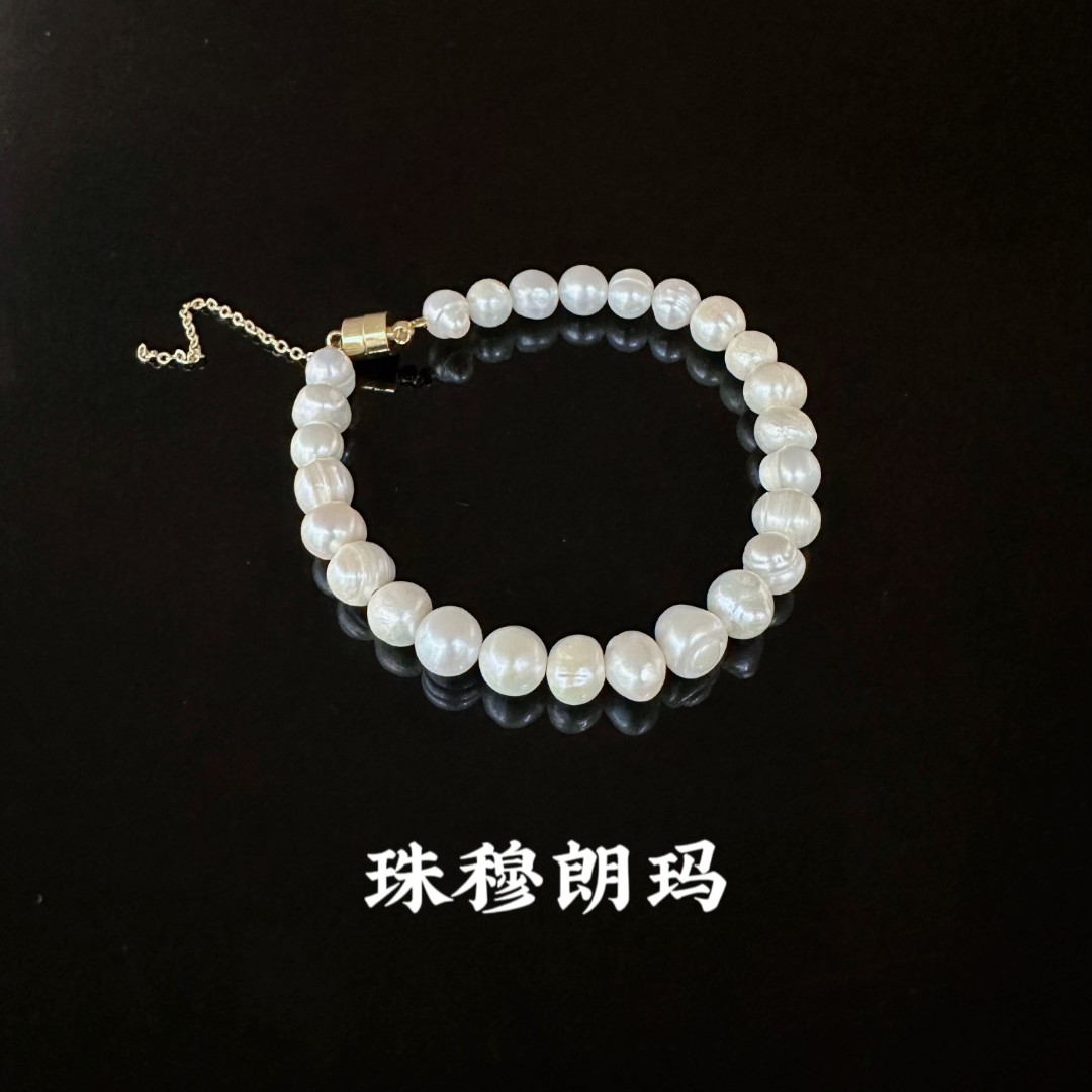 铜合金手链 《珠穆朗玛》现代名媛经典气质简约百搭珠珠手串6014