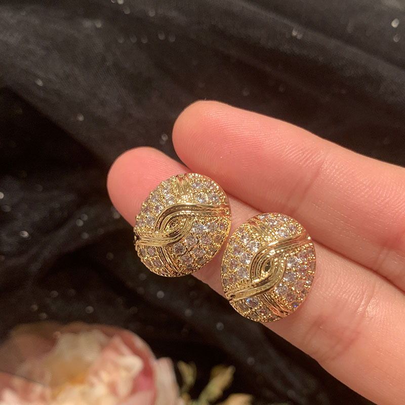 铜合金耳饰 《银月》高级设计感精致镶钻小众耳环6080