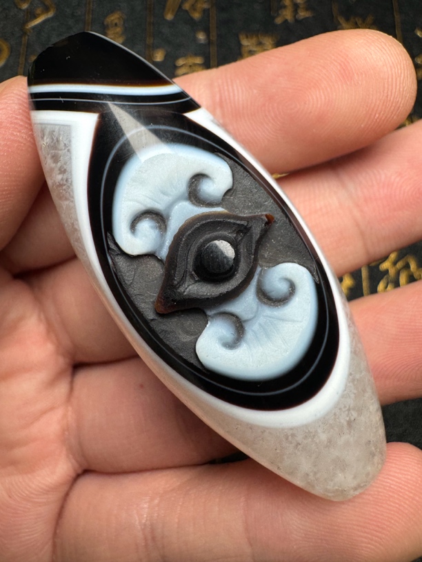 孤品！天然缠丝玛瑙手工雕刻 送定制挂绳！