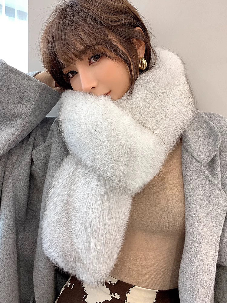 2025围巾女冬季高级感真毛双面毛不冰脖子百搭保暖毛领围脖