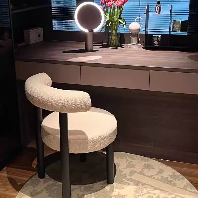 网红化妆椅奶油风梳妆凳设计师小胖椅简约餐椅轻奢卧室梳妆台椅子