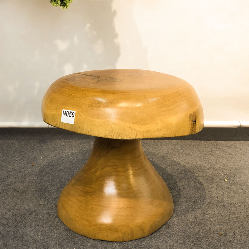 实木蘑菇凳家用小矮凳中式摆件复古木头圆凳客厅家用创意个性鞋凳
