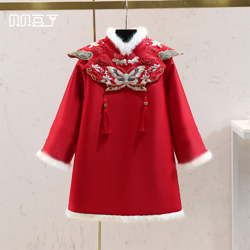 【特价清仓】女童旗袍裙冬装2024新款儿童唐装拜年服加厚小女孩中