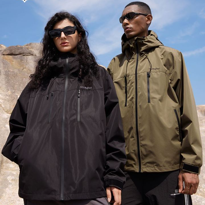 【Route 66】秋季新款纯色冲锋衣夹克外套情侣美式高街防风衣冲锋衣