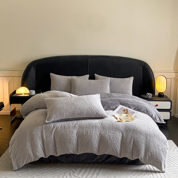 立体浮雕保暖加厚牛奶绒四件套