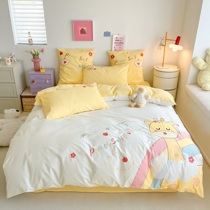 涵宸 全棉贴布绣小清新卡通系列四件套鹿王国