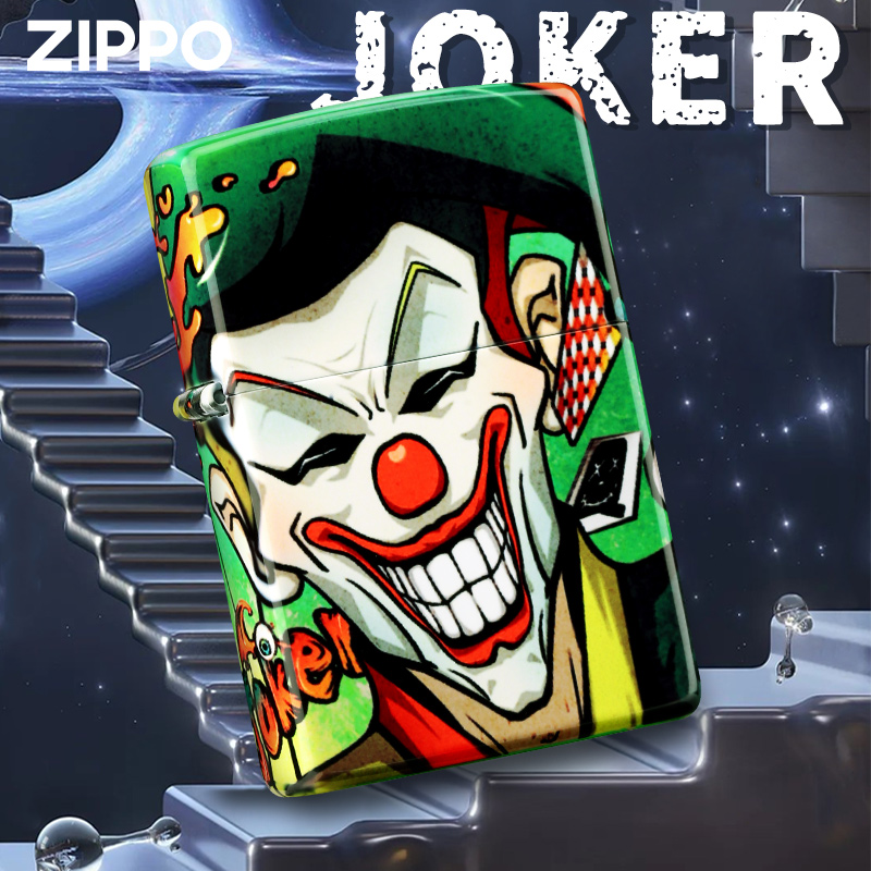 Zippo打火机小丑亮漆带亚克力礼盒时尚经典防风打火机DYJ1
