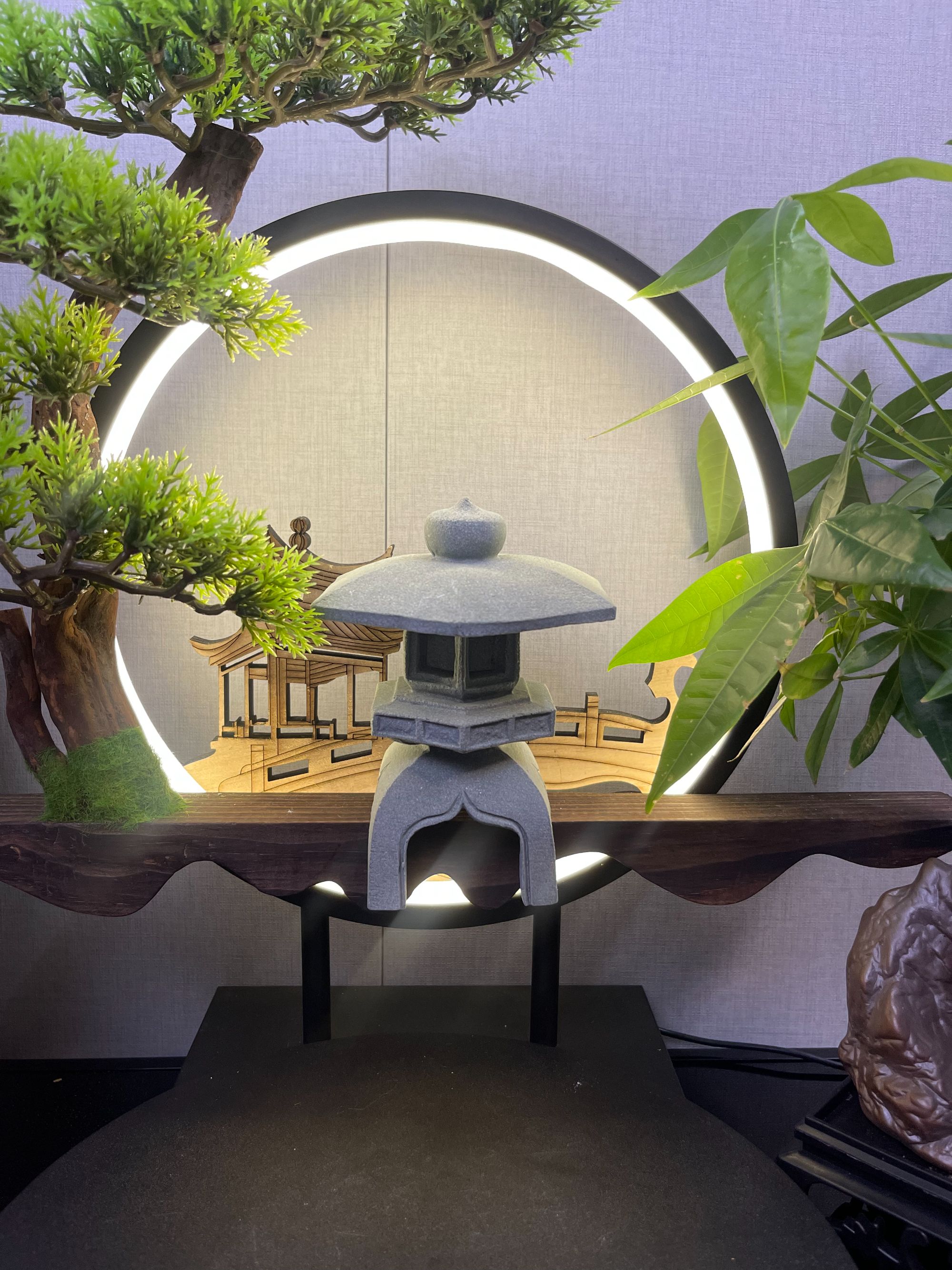 六角灯鱼缸造景茶宠摆件把玩精美玄关摆设办公桌茶桌精致同款