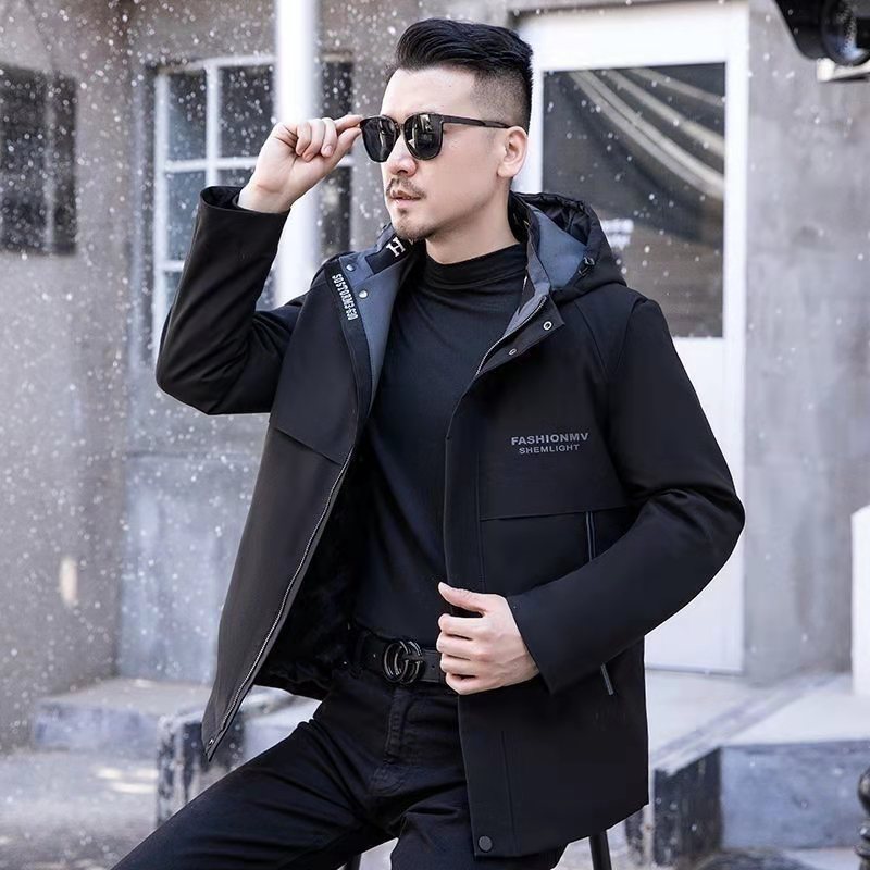 男士休闲短款连帽保暖派克服活里活面可拆卸