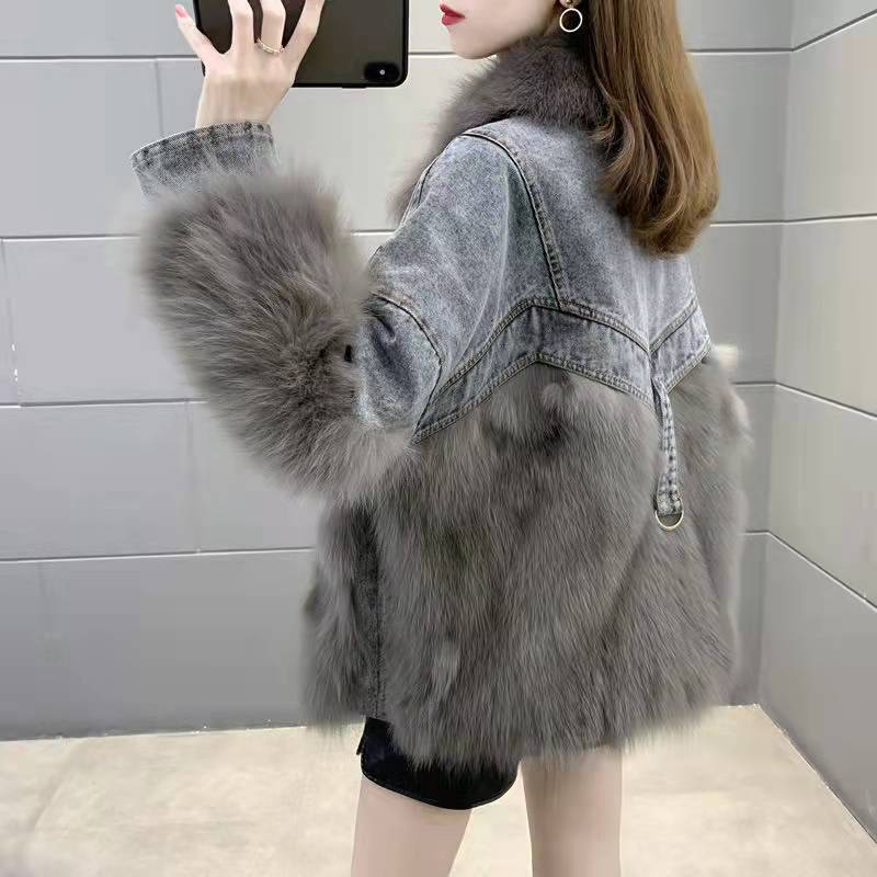 羽绒服新款黑色韩版牛仔羽绒外套休闲宽松显瘦牛仔派克服高端羽绒