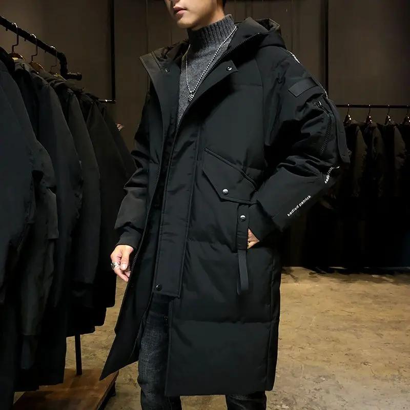 羽绒服反季2023新款过膝派克服加厚中长款男士羽服冬季白鸭外套潮