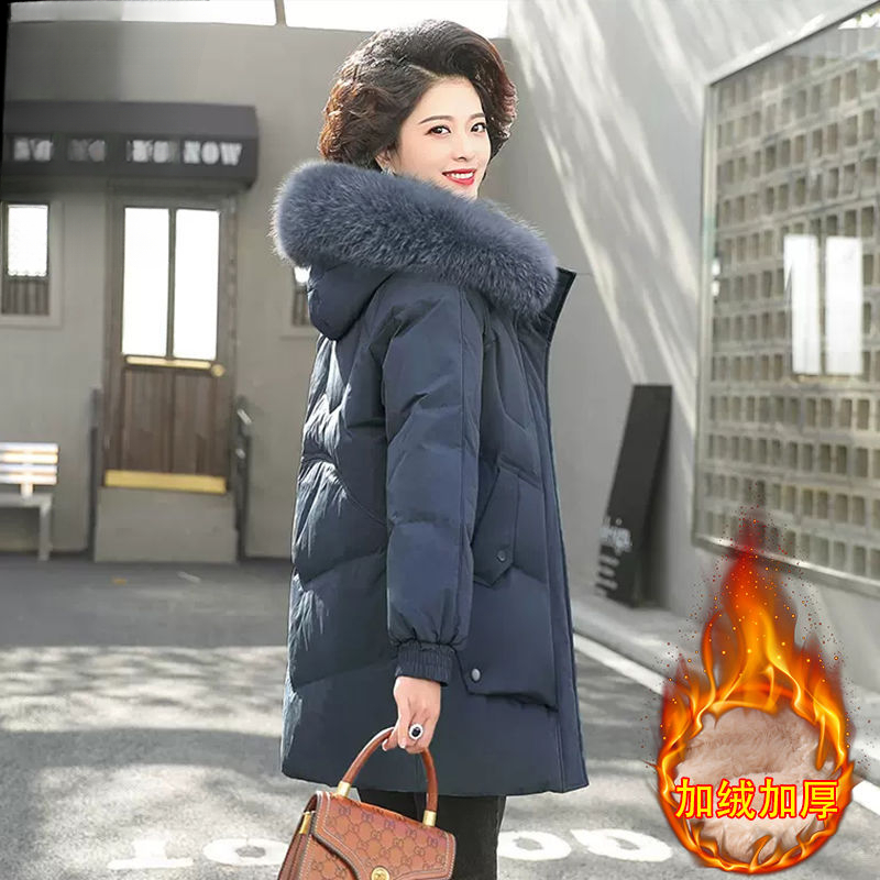 妈妈羽绒羽绒服棉服2023新款中老年女人冬装外套中长款棉袄洋气冬