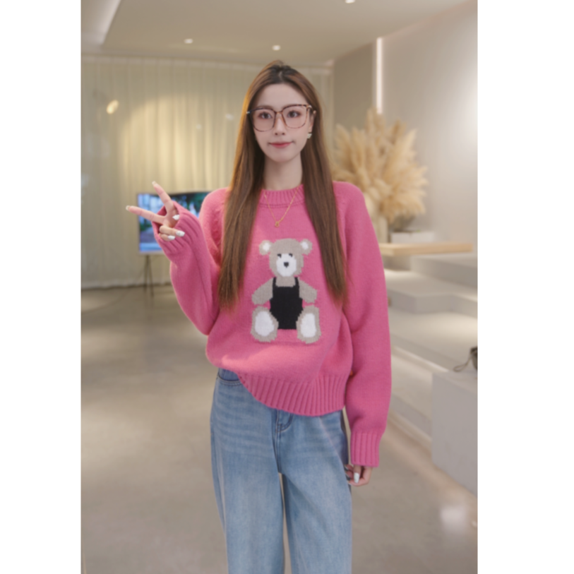 Basic House/百家好秋冬新款韩版时尚针织毛衣 B0824B5L252