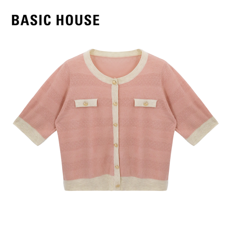 Basic House/百家好24新款夏季小香风毛衣针织衫短款 B0823B59702