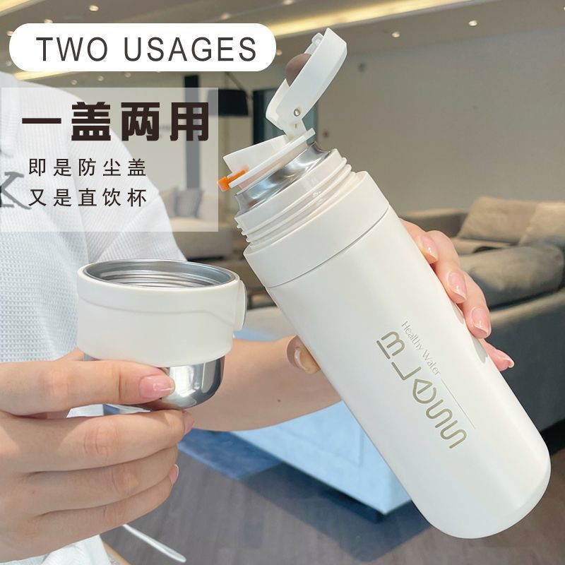 简约新款高颜值商务304不锈钢保温杯男女生水杯便携带盖弹跳茶杯