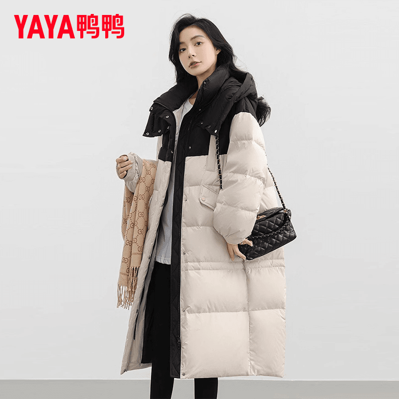YAYA/鸭鸭羽绒服女中长款冬季新款韩版加厚长款外套YE3B612351A