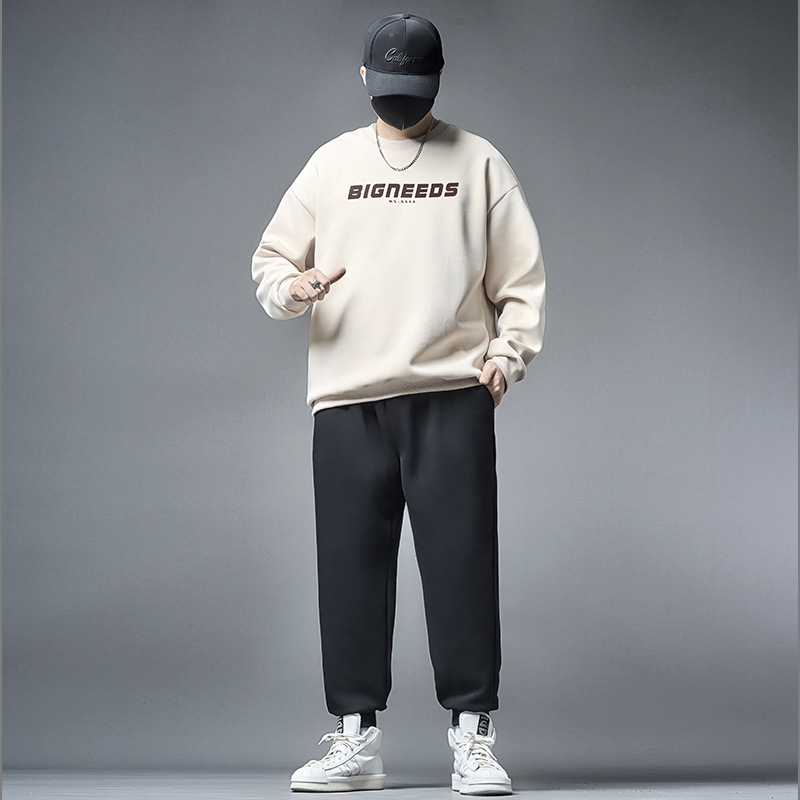 胖子大码潮牌胖哥哥新款字母印花圆领加肥加大码肥佬休闲宽松卫衣