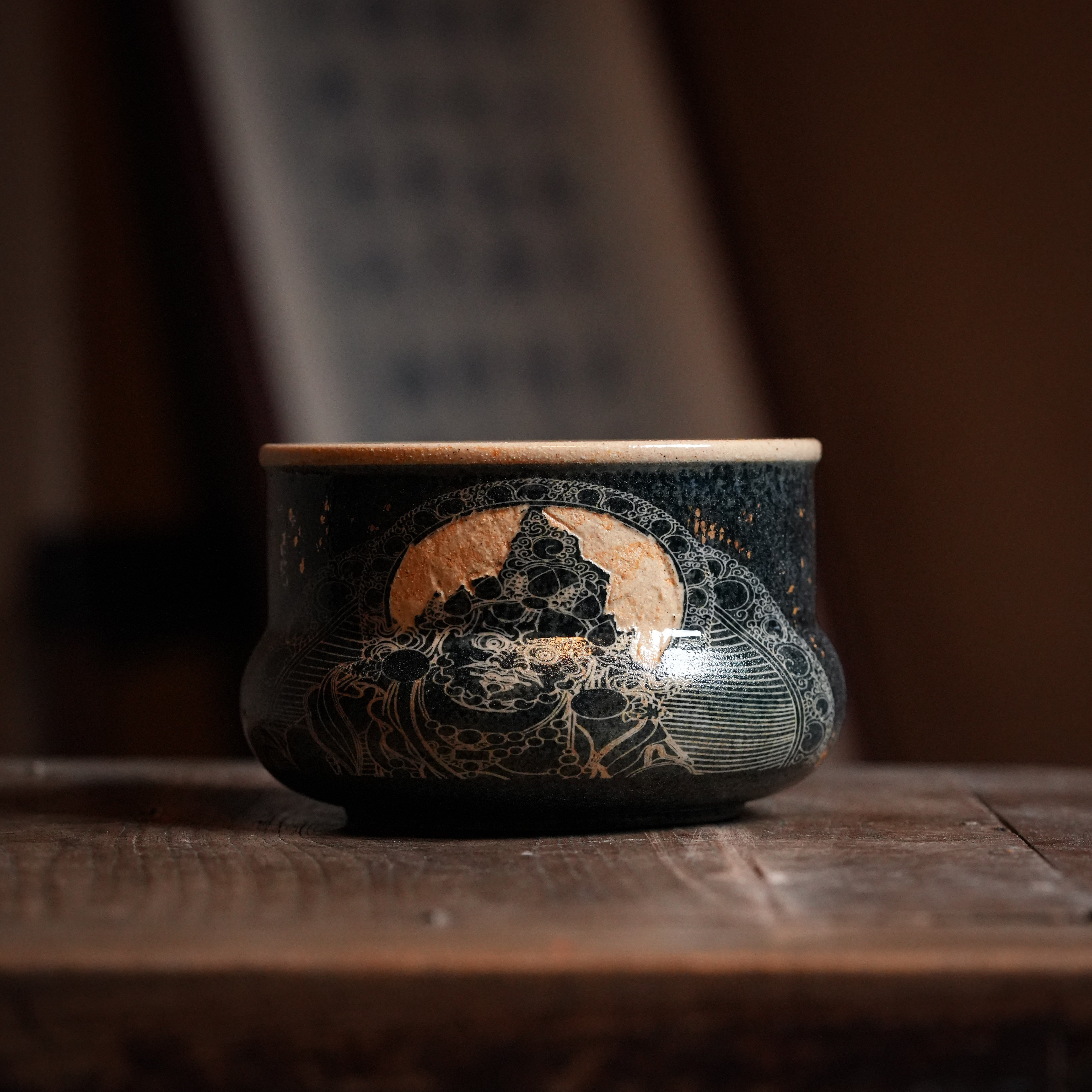 【福器】黄财神水洗茶洗茶渣缸建水家用（Q6867）