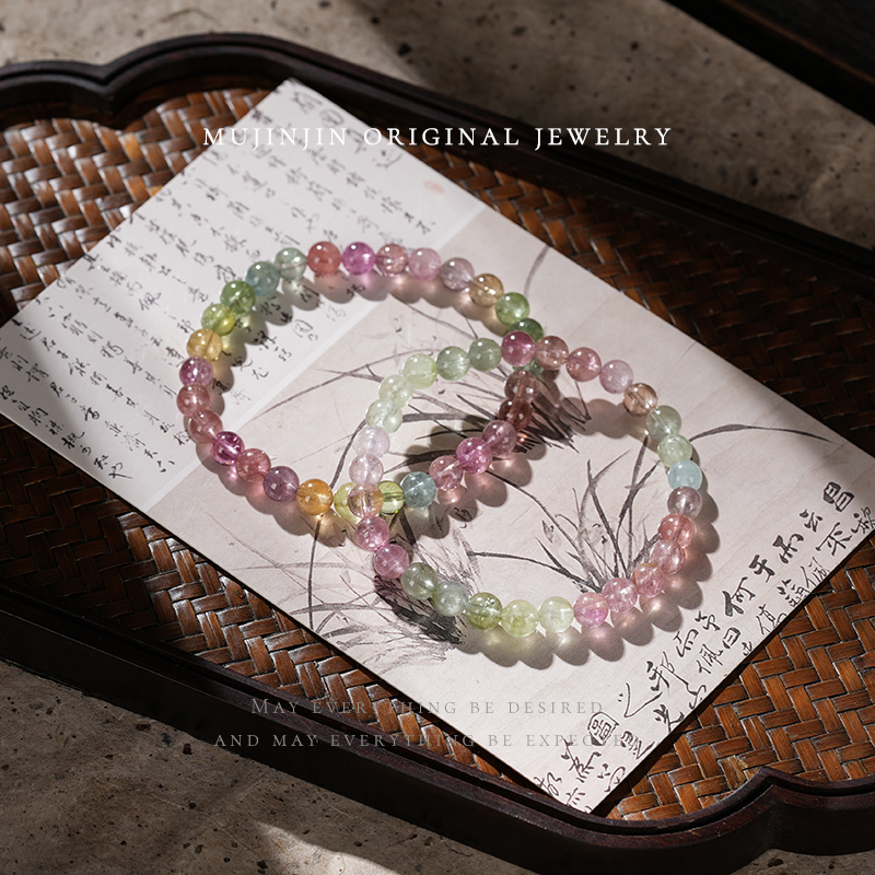 【木槿槿】天然碧玺6m素圈手链女款百搭串珠手串XL2272多样性发其一